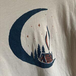 A Frame Cabin Tee Shirt Moon Night Scene Cozy Outdoors